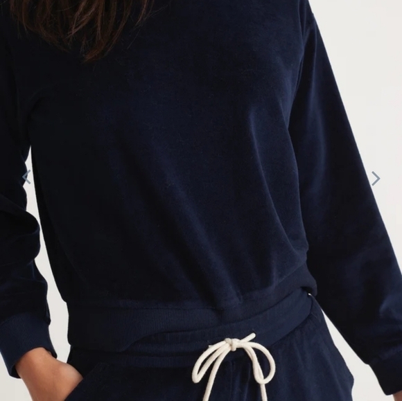 MARINE layer Moonlight Velour Sweatshirt in Navy - Picture 3 of 6
